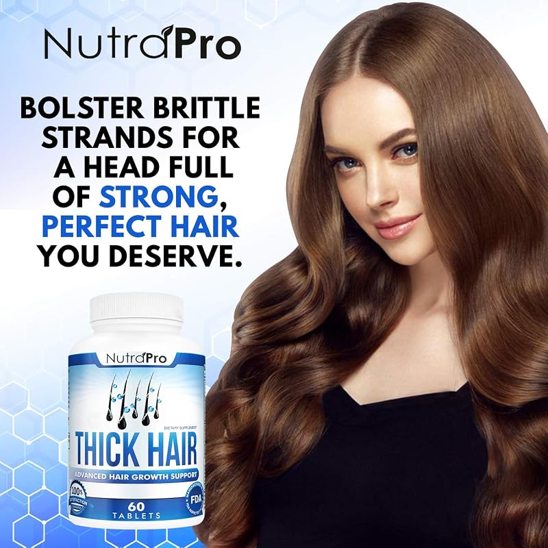 NutraPro Thick Hair Growth Vitamins 60 Count – Biotin, Keratin & Collagen Hair Pills