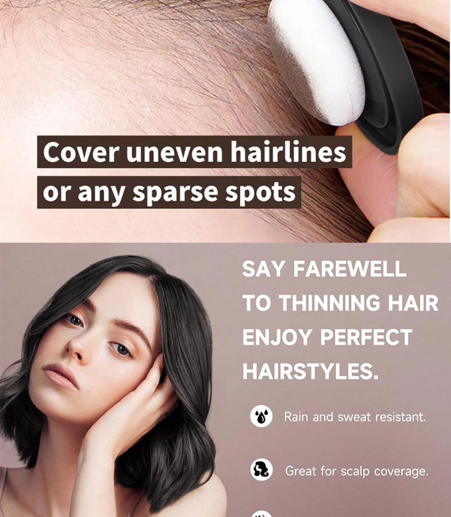 Ortoplux Hair Density Filler, Ortoplux Hairline Powder, Ortoplux Hairline Root Touch Up, Sweatproof Waterproof Hair Powder with Mirror (Light Brown)