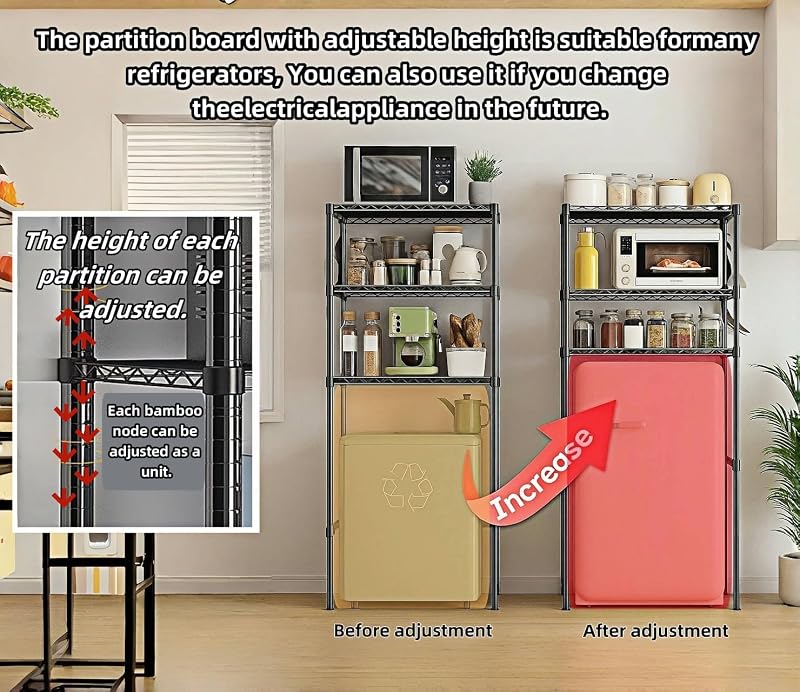 Dorm Mini Fridge Stand with Storage, 24"L x 17.7"W x 63"H, White – Over-Fridge Shelf & Multi-Functional Storage Rack