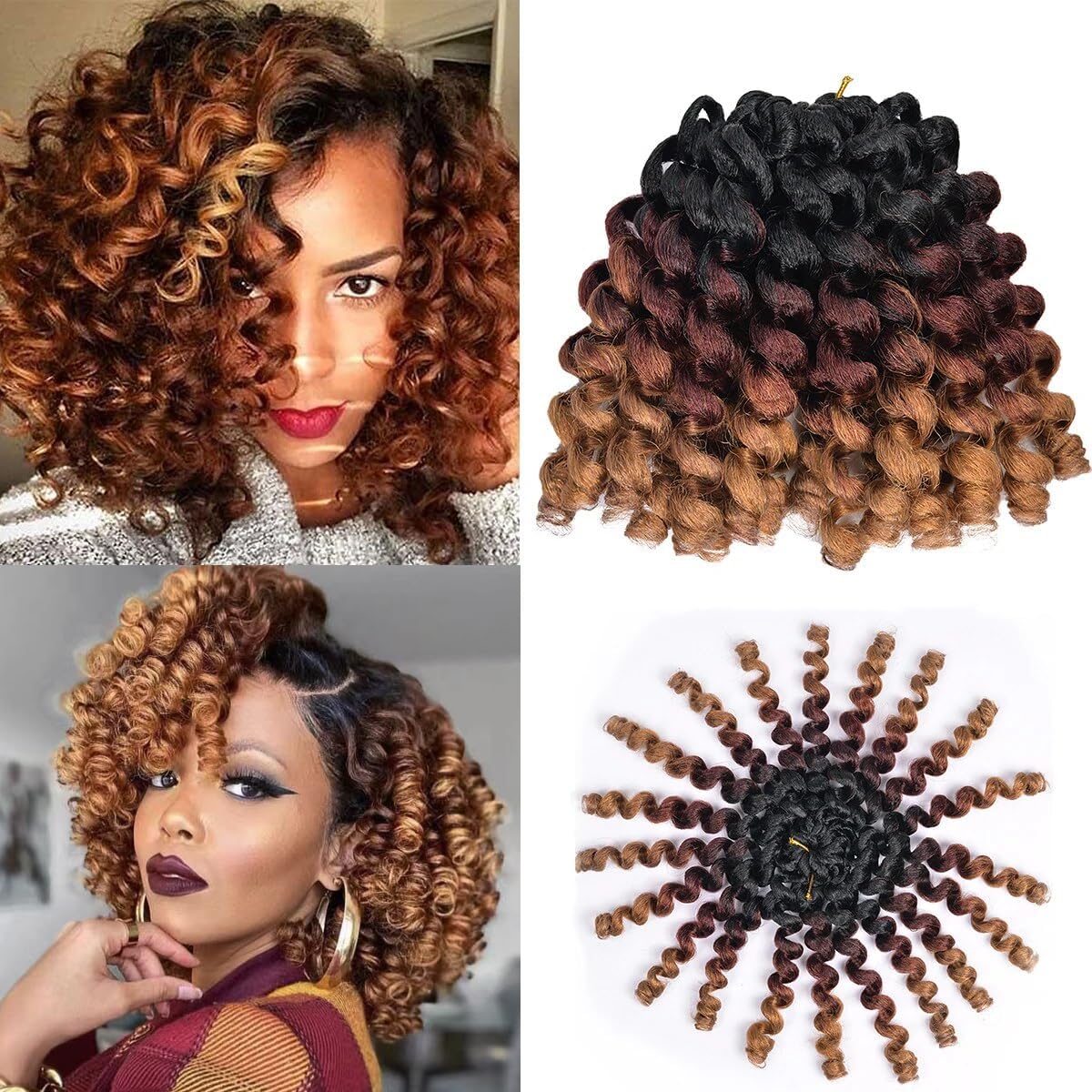 Wand Curl Jamaican Crochet Hair 8 Inch 5 Packs T1B/27/30 80g/pcs Ringlet Twist Hair Extension Crochet Braids