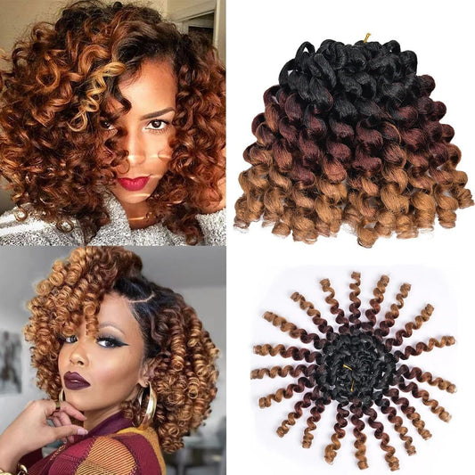 Wand Curl Jamaican Crochet Hair 8 Inch 5 Packs T1B/27/30 80g/pcs Ringlet Twist Hair Extension Crochet Braids