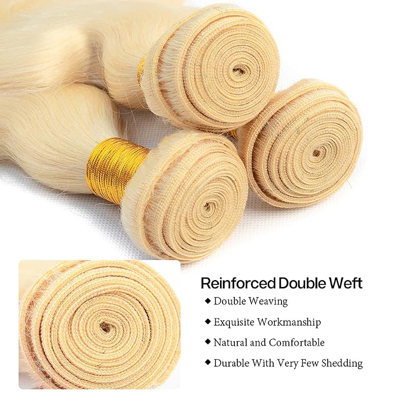 #613 Honey Blonde Body Wave Bundles 3x50g Unprocessed Brazilian Virgin Hair 26/28/30 (Variation: #613-B+26 28 30 Inch)