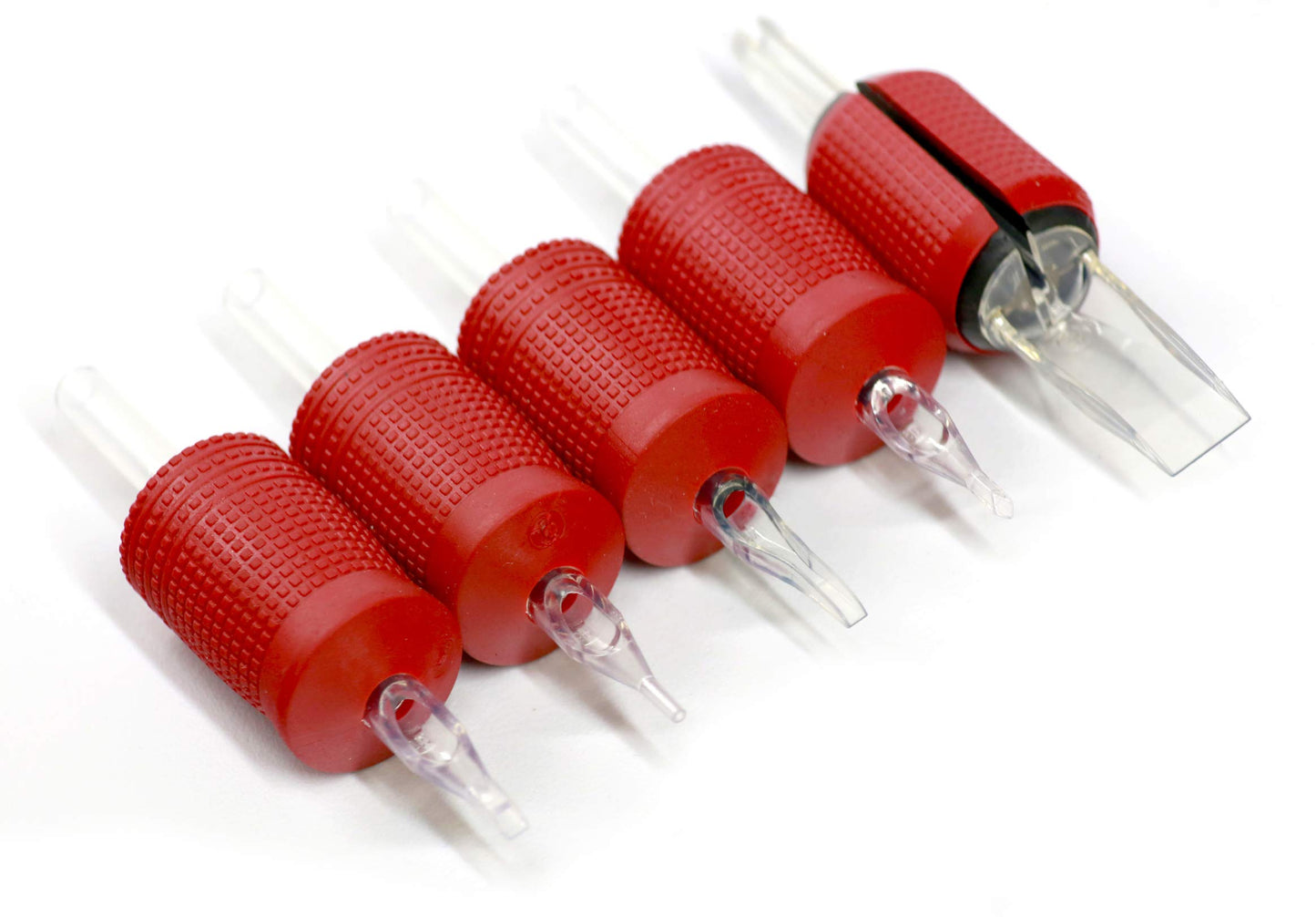 BEZTAT 25mm (1 Inch) Ultra Premium Clear Disposable Tubes w/Red Soft Silicone Grip- 20 Pack, Round Tip (5RT)