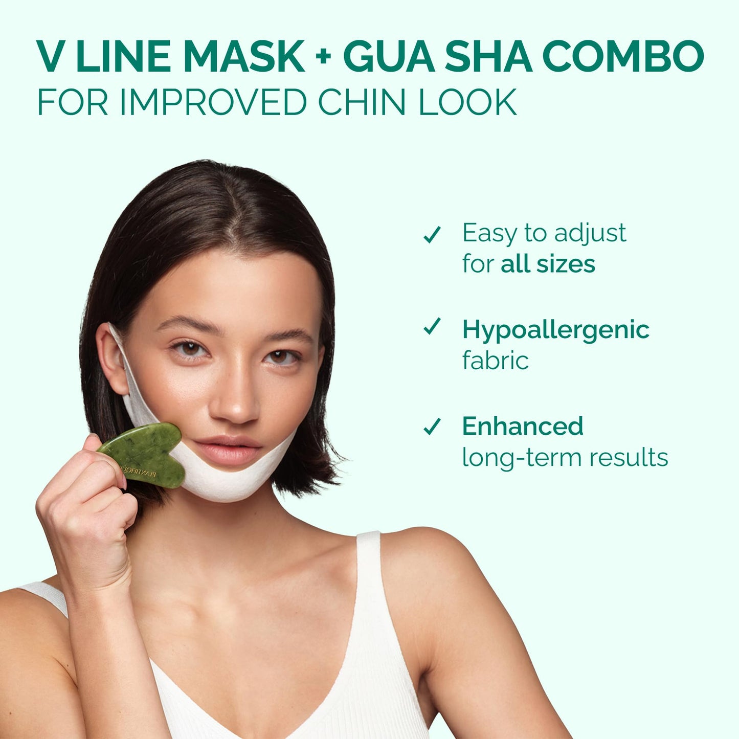 PLANTIFIQUE V-Line Collagen Mask for face 5 PCS | Chin Strap for Women & Men | V Line Lifting Mask with Collagen and Hyaluronic Acid V Shape Face Tape Chin | Skin Firming