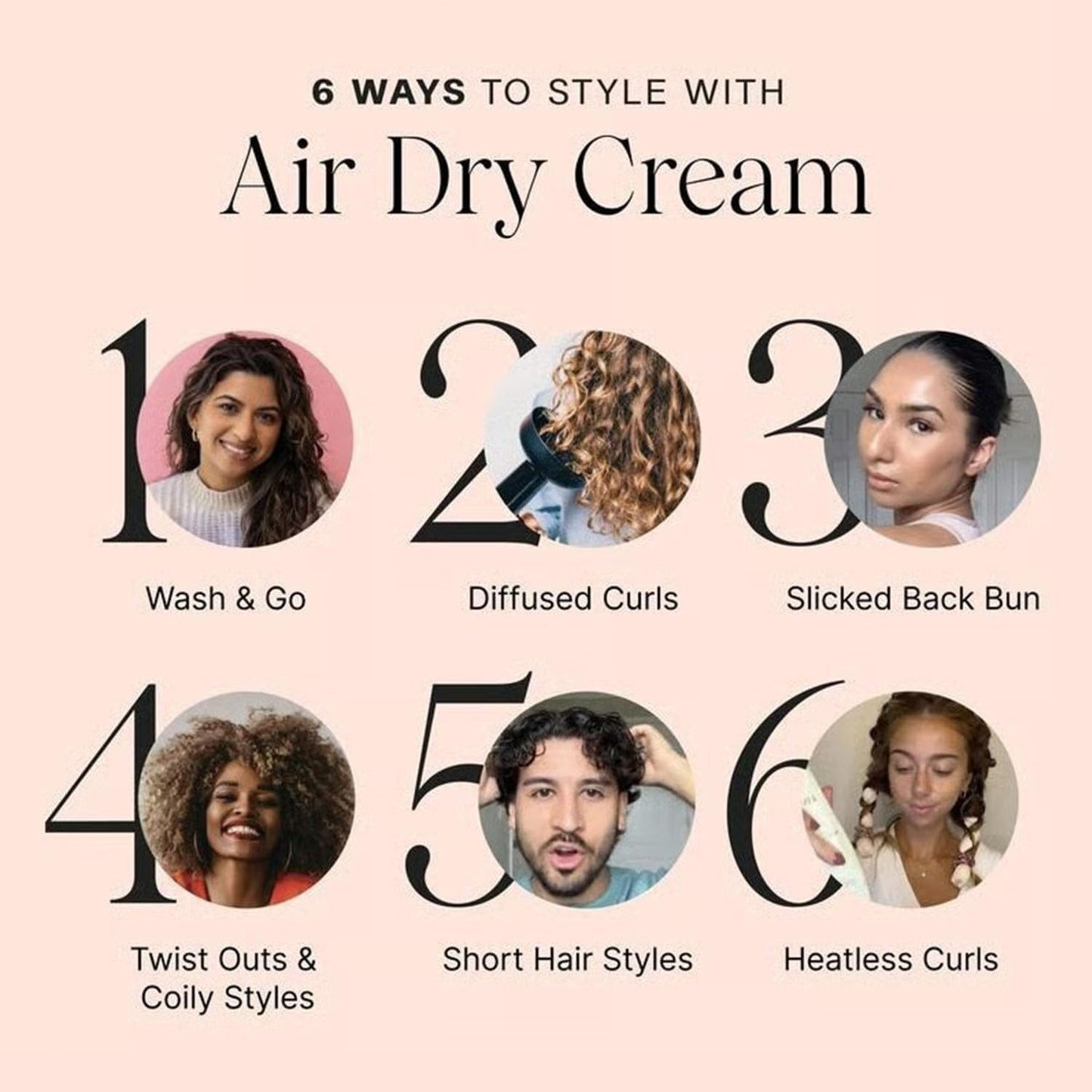 Complete Air Dry Cream, No Heat Air Dry Cream, Frizz Control & Natural Texture – Color‑safe, Hair Styling Creams for Curly, Wavy & Straight Hair (2)