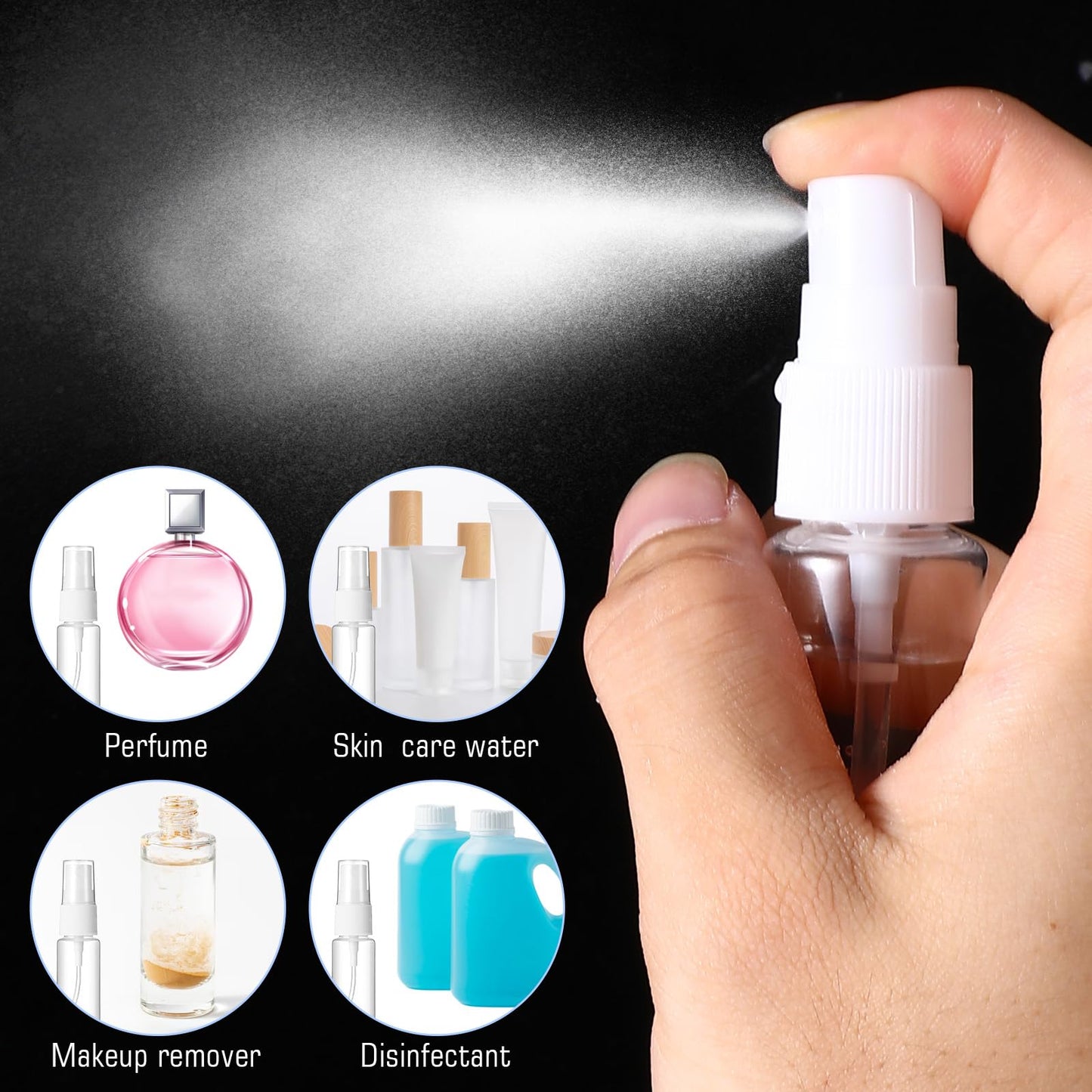 Giantree 4-Pack Clear Spray Bottles, 0.7 oz/20ml Small Plastic Spray Bottles, Empty Travel Bottle, Fine Mist Sprays Bottle for Hair, Reusable Fine Mist Sprays Vase for Alcohol Perfume