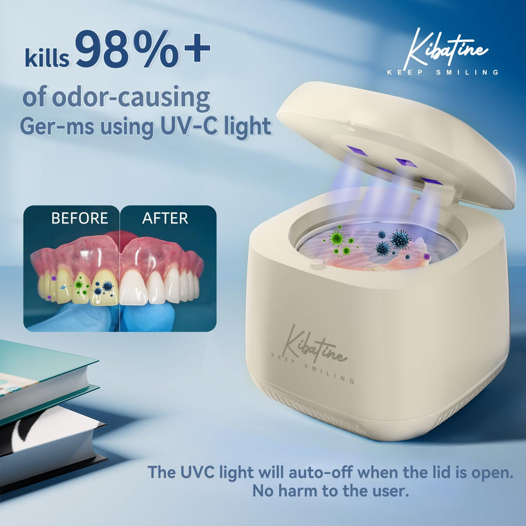 Ultrasonic Retainer Cleaner Machine With UV Light 45KHz for Denture Aligner Mouth Guard, Ultrasonic Dental Cleaning Pod for All Dental Appliances Jewelry 200ML (White)