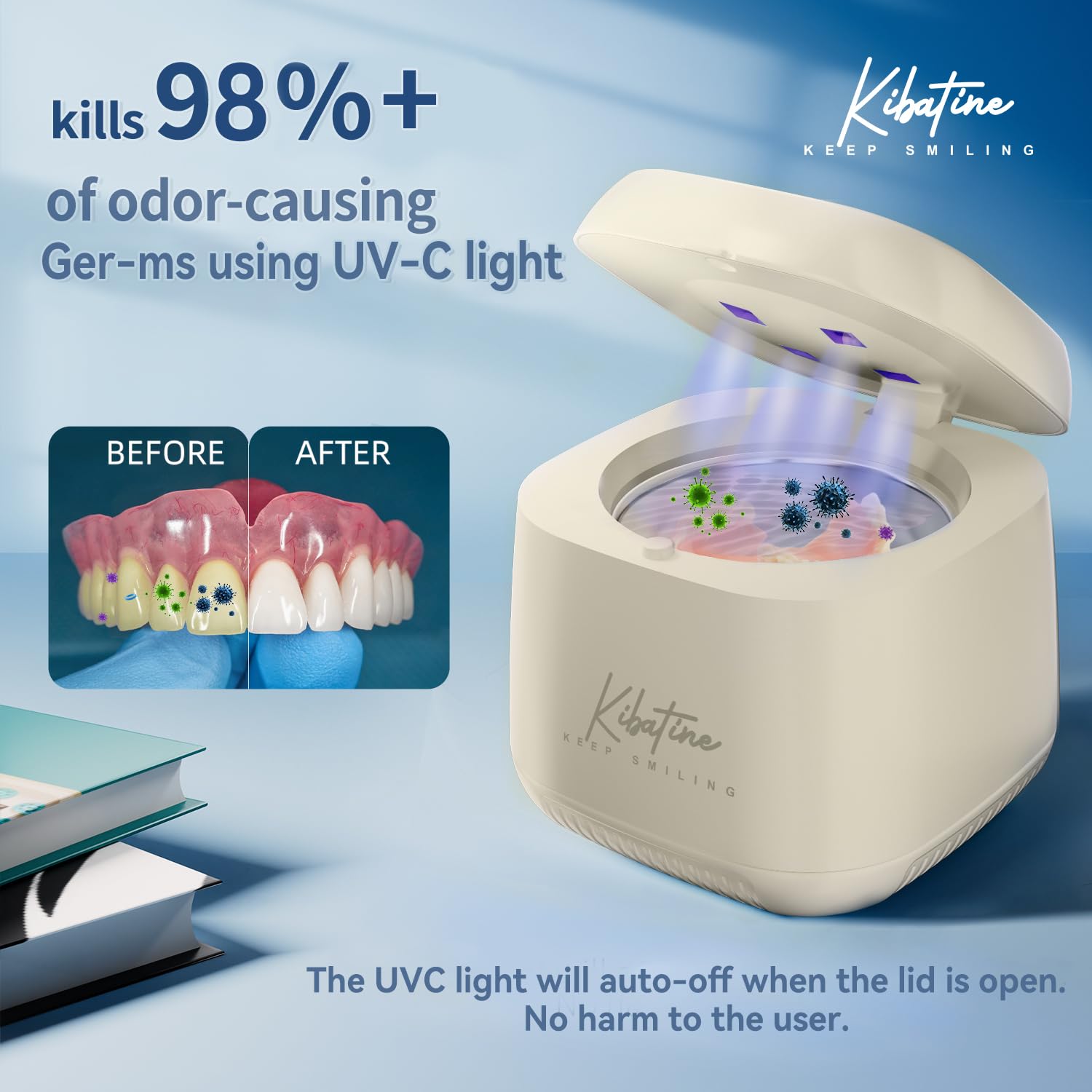 Ultrasonic Retainer Cleaner Machine With UV Light 45KHz for Denture Aligner Mouth Guard, Ultrasonic Dental Cleaning Pod for All Dental Appliances Jewelry 200ML (White)