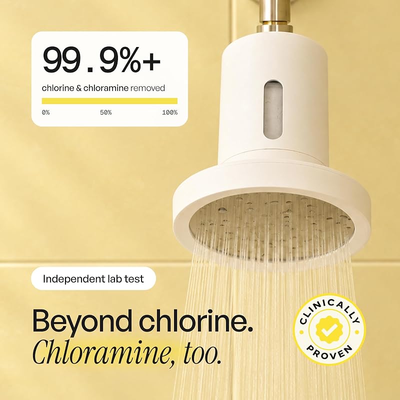 Filtered Shower Head for Hard Water – Vitamin C Infusion, 128 Micro-Holes, NSF Certified – Matte Black (Variation: Pure Silver)