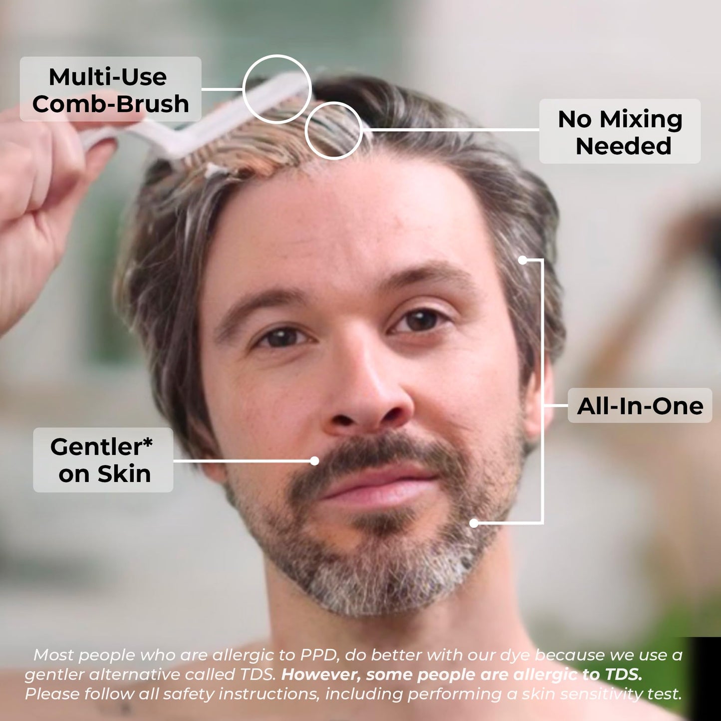 Simpler Men's Hair Color Kit - Full Gray Coverage - Natural Black & Beard Dye - Easy Application for 100% Gray Hair - Natural Black