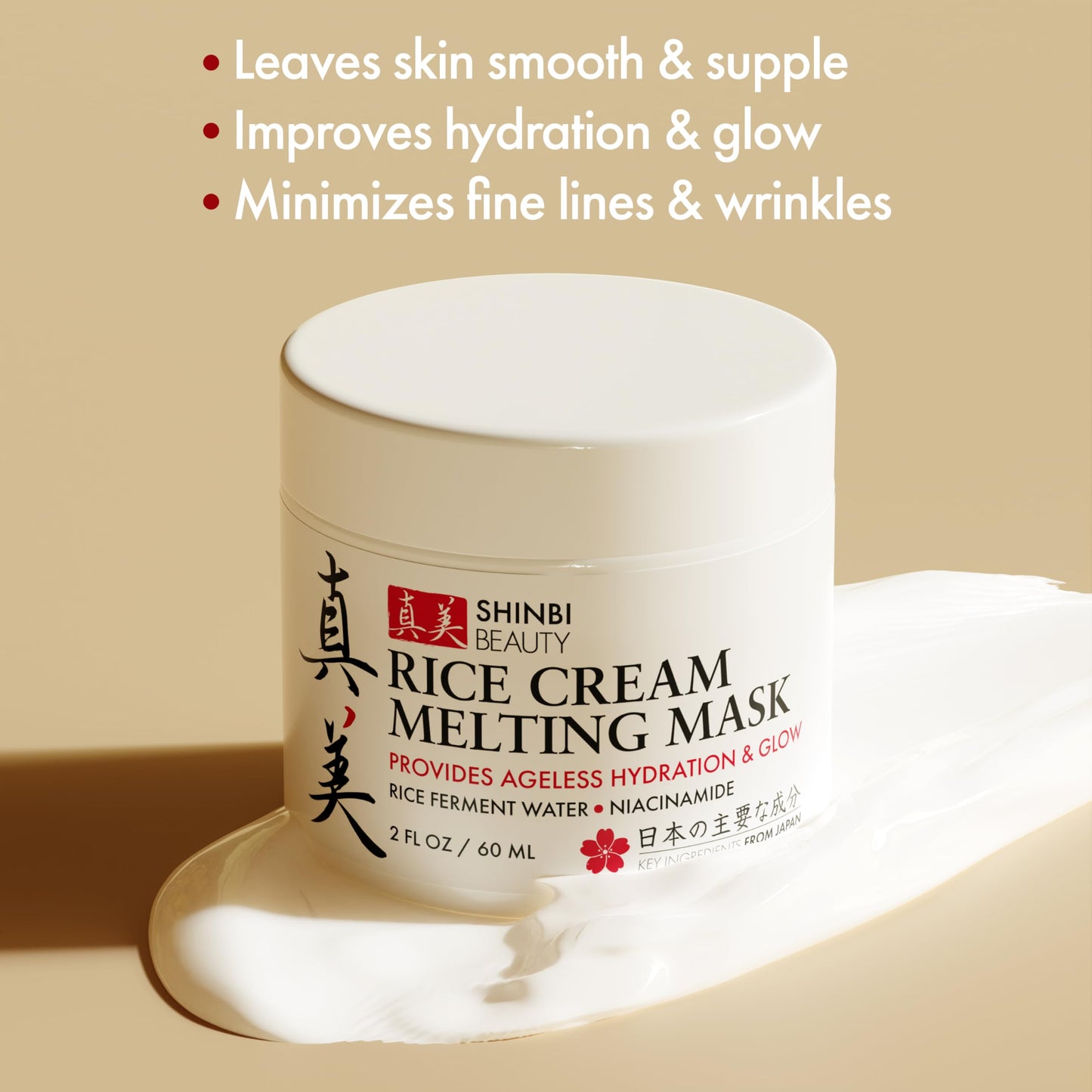 Shinbi Beauty Japanese Rice Mask for Face - Organic Face Mask Skincare - Japanese Skin Care Products for Anti Aging Anti Wrinkle J Beauty Glow 1oz