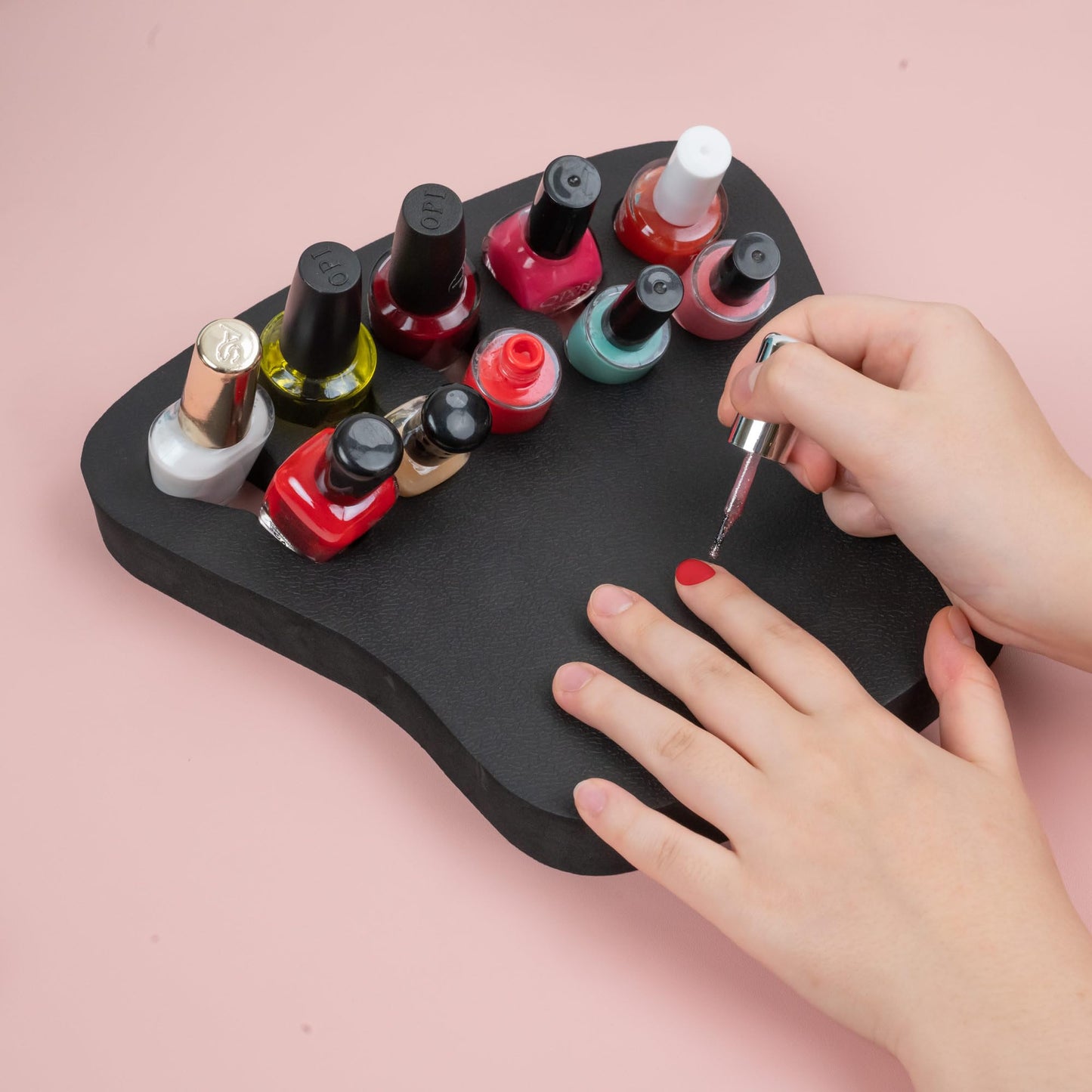 ButterFox Nail Polish Organizer Holder, Nail Art Manicure Hand Stand Rest Work Station (Black)