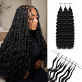 16 Inch Feather Crochet Hair for Black Women - Deep Wave Miracle Knots, 1B Natural Black, 60 Strands