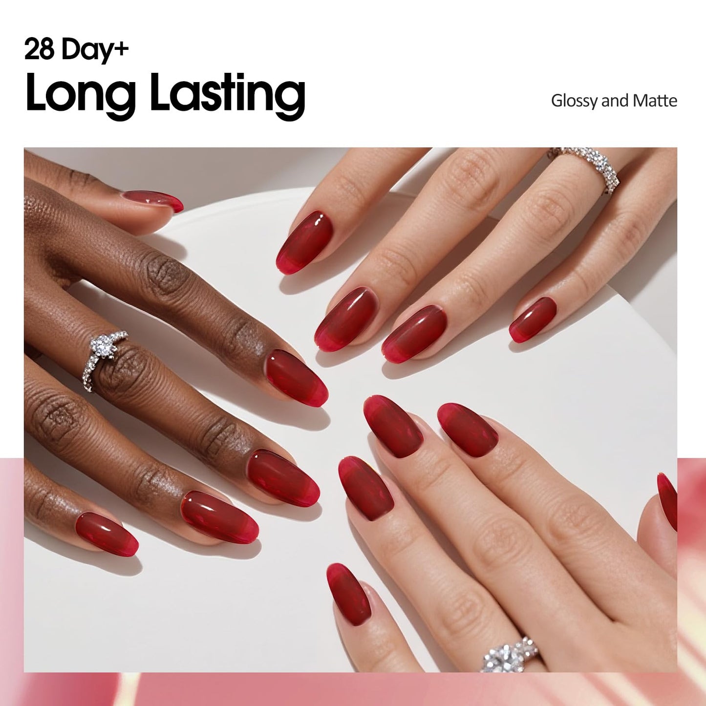 VENALISA Jelly Red Gel Nail Polish, 1 Pcs Burgundy Dark Red Gel Polish Transparent Sheer Color High Gloss Soak Off U V Nail Manicure Salon and DIY at Home Gifts for Women