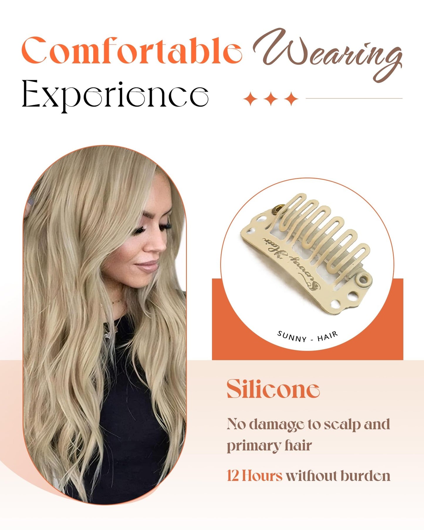 Sunny Hair Clip in Hair Extensions Straight Human Hair Clip in Extensions Remy Clip in Hair Extensions Real Human Hair Extensions Clip ins Golden Blonde Highlights Light Blonde 18inch