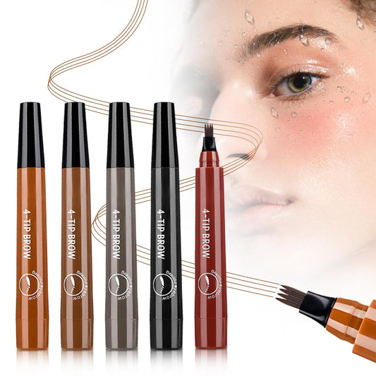 2025 Premium Magic Eyebrow Pencil with a Micro-Fork Tip, 3D Microblading Eyebrow Pencil Waterproof Contouring Pen, 4 Tipped Spoolie Brush Precise Brow Pen Natural Makeup Effect (Colorful)