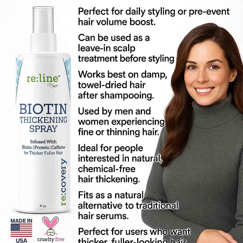 Biotin Hair Thickening and Growth Spray for Thinning and Texturizing - Hair Loss Prevention Tonic for Men and Women