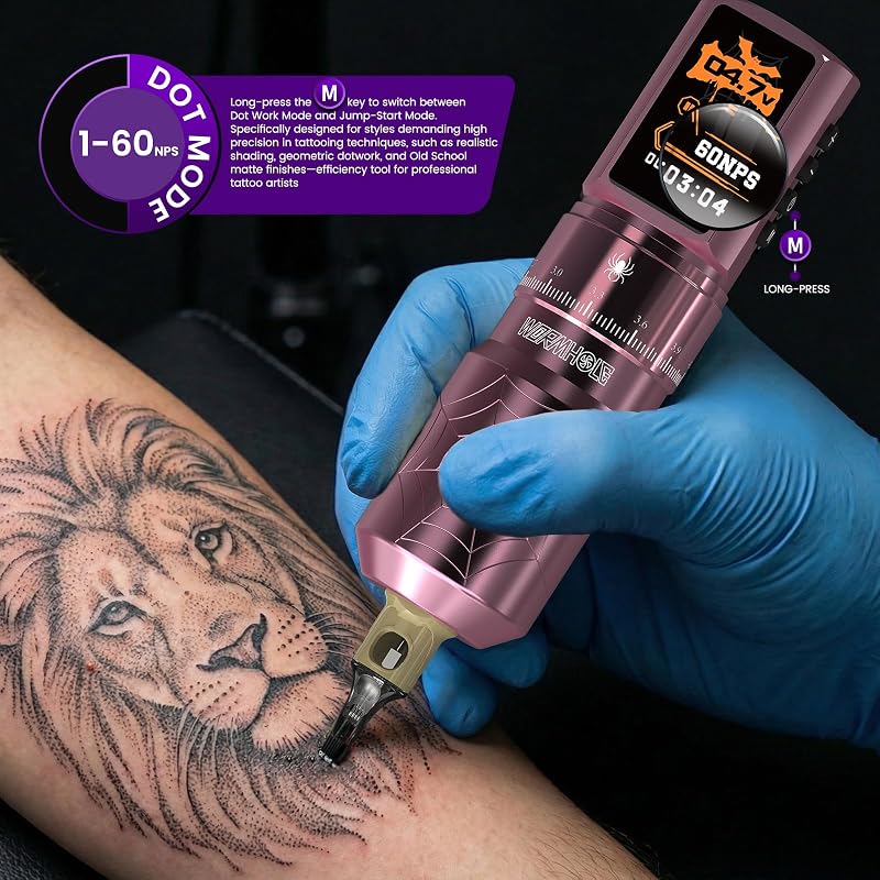 Wireless Tattoo Kit with Dual 2300mAh Batteries – 6500 RPM Cartridges & Practice Skins