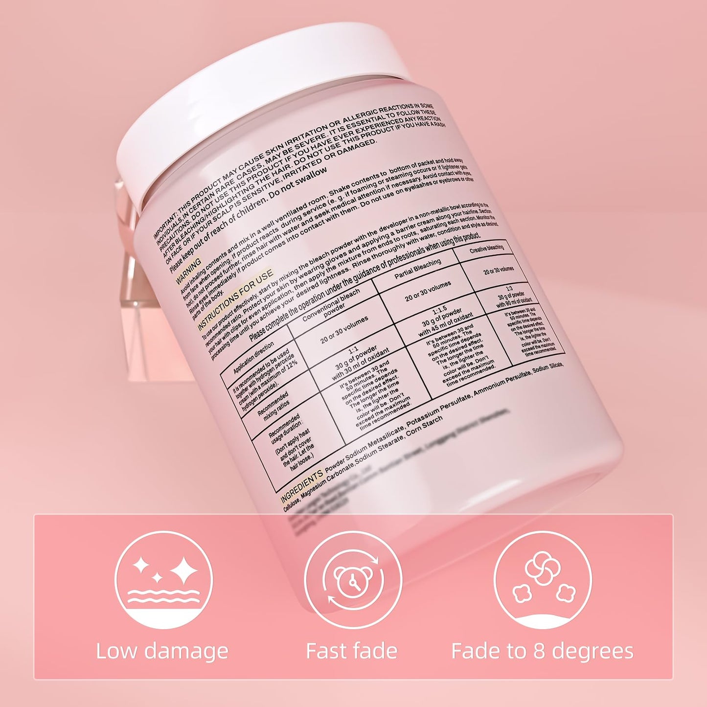 Bleach Powder for Hair，Hair Lightener-Up to 8 Levels of Lift，Quick Blue Hair Bleach Powder for All Hair Types.(500G/17.64oz)