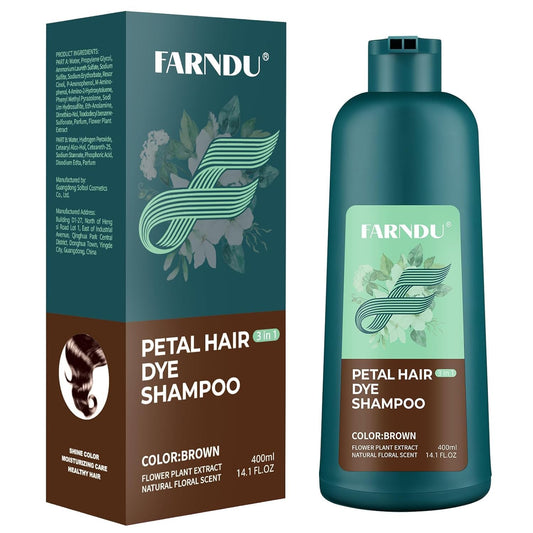 Farndu Hair Dye Shampoo for Women Men, Brown Hair Color Shampoo for Gray Hair Coverage 3 In 1 Champu Para Canas Mujer