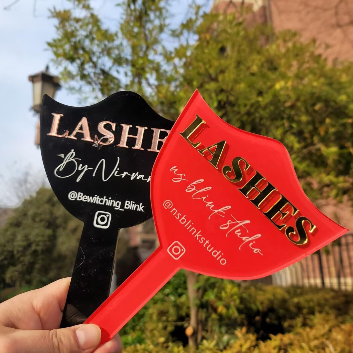 XFYSDIY Custom Mirror Prop, Custom Beauty Technician Social Media Prop, Handheld Mirror Social Media Prop, Aesthetics Props, Salon Decor, Mirrors for Lash Techs(Pink)