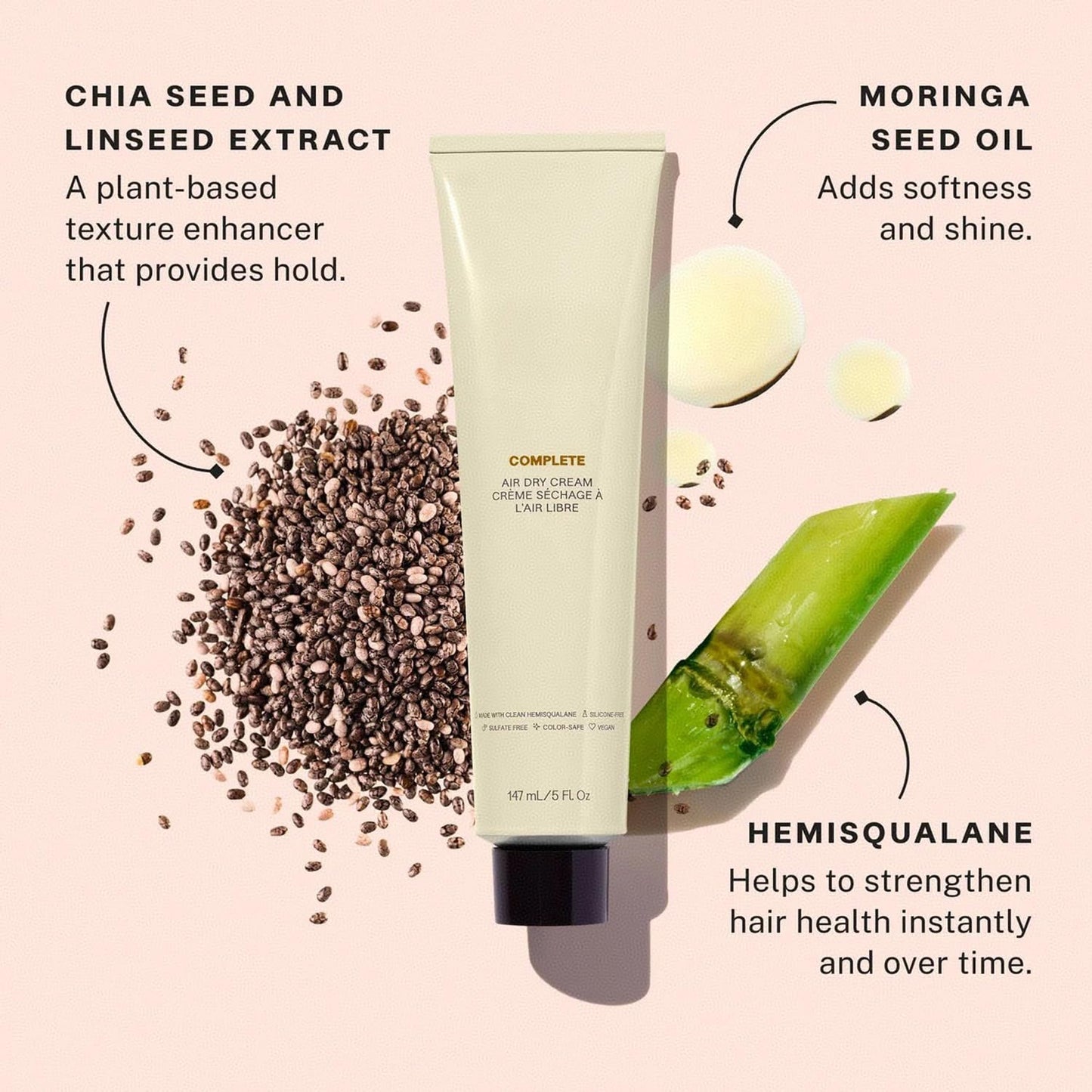 Complete Air Dry Cream, No Heat Air Dry Cream, Frizz Control & Natural Texture – Color‑safe, Hair Styling Creams for Curly, Wavy & Straight Hair (2)