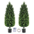 4FT Artificial Topiary Trees Outdoors - UV Resistant Lifelike Cedar Shrubs, Faux Evergreen for Front Porch (Set of 2) - Variation: 4ft