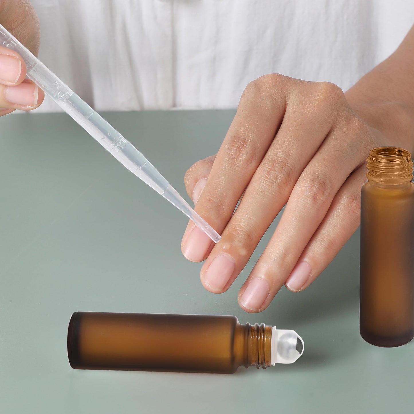 SESENSE Essential Oil Roller Bottles, 10ml Thick Glass Perfume Roller Bottles with Funnel Opener and Dropper Amber Glass Empty Bottles with Stainless Steel Roller Balls (Amber, 4 Pack)