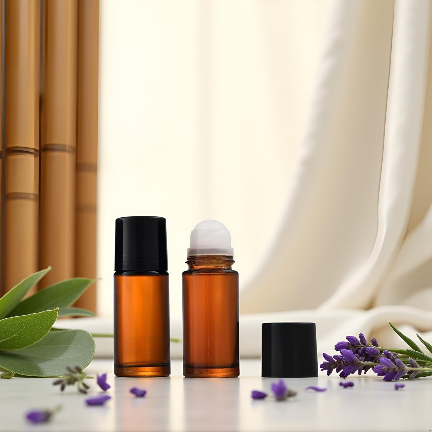 WsjiaboFux 2Pcs Brown 50ml Glass Essential Oil Roller Bottles Refillable Roll on Bottles Empty Deodorant Bottle Containers Rollerball for Fragrance Roller Refillable Containers Accessories