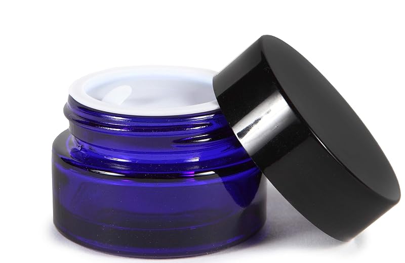 2-Pack 15 ml Cobalt Blue Glass Jars with Inner Liners and Dome Lids – 0.5 Ounces Each
