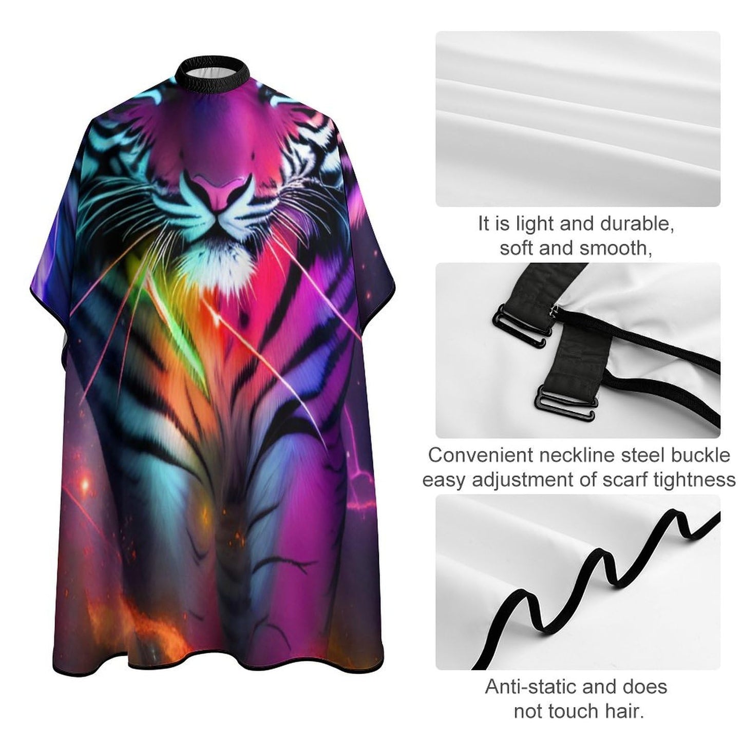 Adjustable Hairdresser Cape - Haircut Hairdressing Cloth Apron Beautiful Wild Animal Tiger Abstract Art Shampoo & Cutting Household Capes Wrap for Hair Cutting