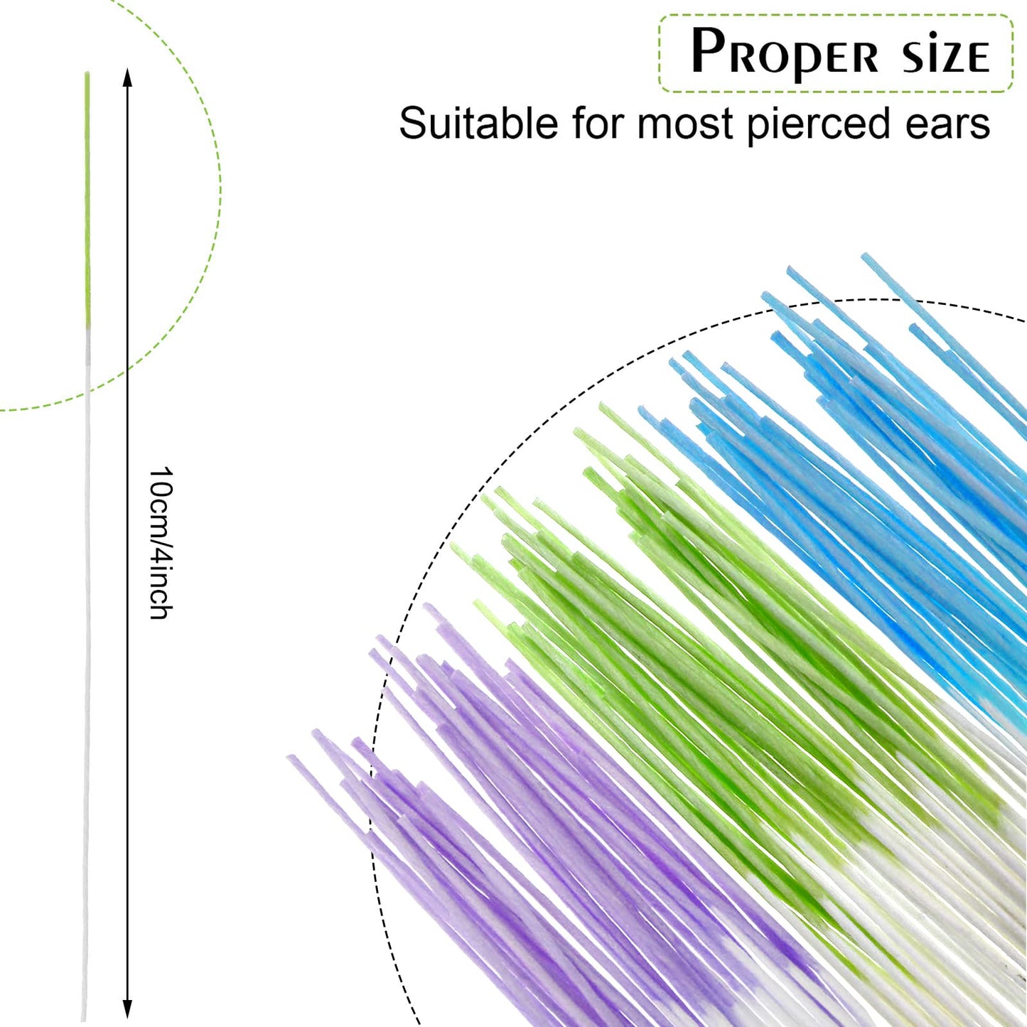 Maitys 360 Pieces Ear Hole Floss Piercing Cleaner Floss Disposable Piercing Aftercare Cleaning Line Ear Hole Care Cleaning Tool for Women Men(Green, Purple, Blue)