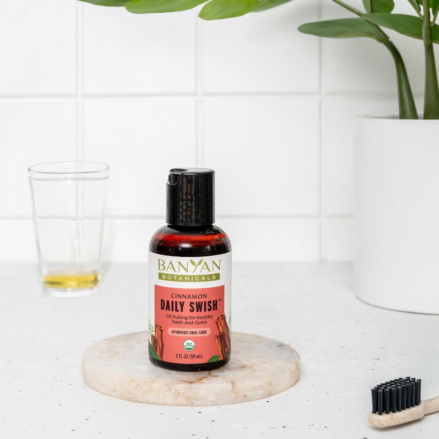 Organic Cinnamon Pulling Oil – Ayurvedic Mouthwash with Coconut Oil for Fresh Breath – 8 oz Vegan