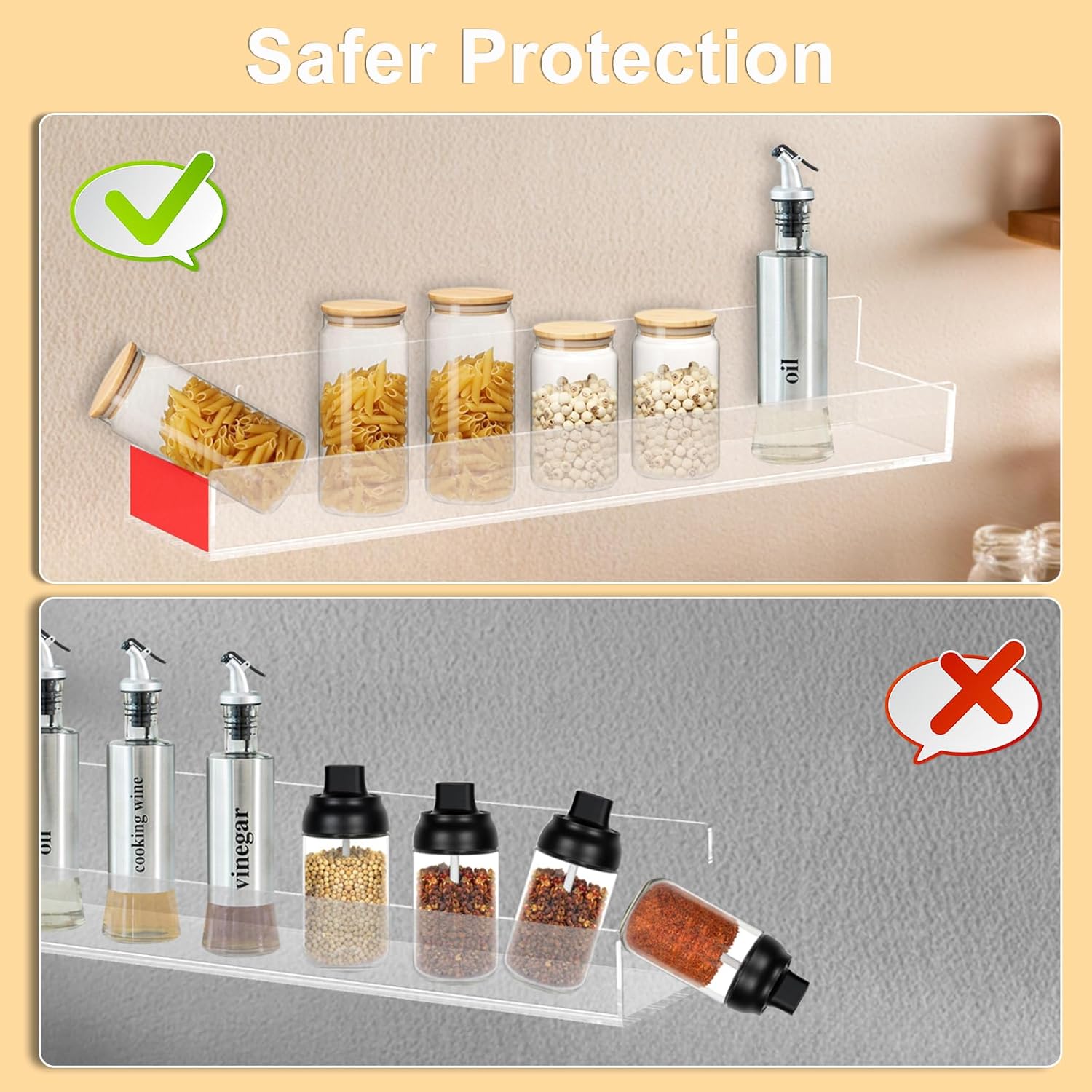 15-Inch Acrylic Nail Polish Shelf - Multi-Purpose Floating Rack for Beauty Salons & Retail