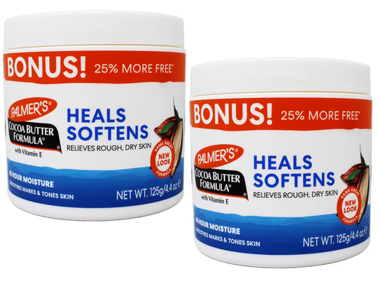 Palmer's Cocoa Butter Body Moisturizer with Vitamin E - 4.4 oz Jar, 2 Pack for Dry Skin Relief & Skin Toning