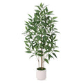 4Ft Artificial Eucalyptus Plant with White Planter - Multi-Trunk Fake Tree