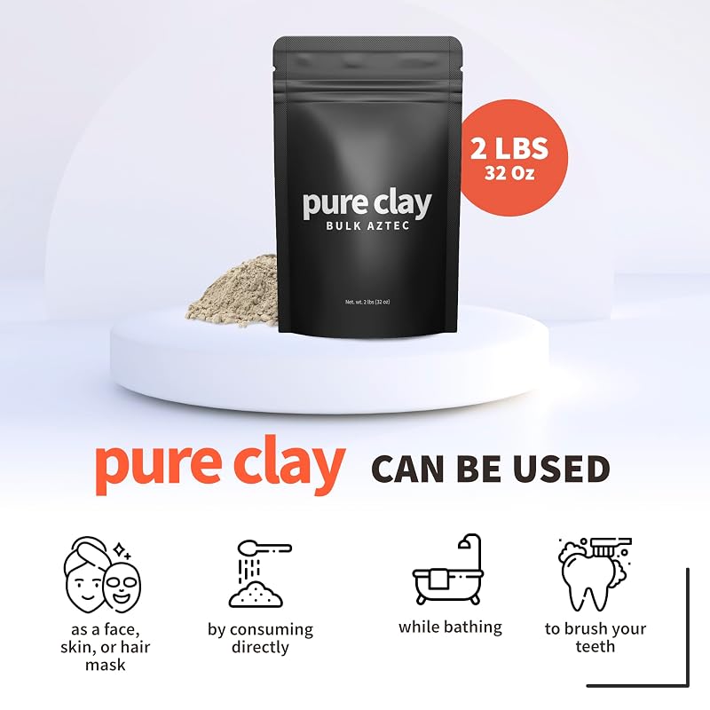 Bulk Aztec Organic Bentonite Clay Powder 2 lb Pouch - Food Grade Calcium Bentonite, PURE CLAY Variation: Bulk Clay Bag