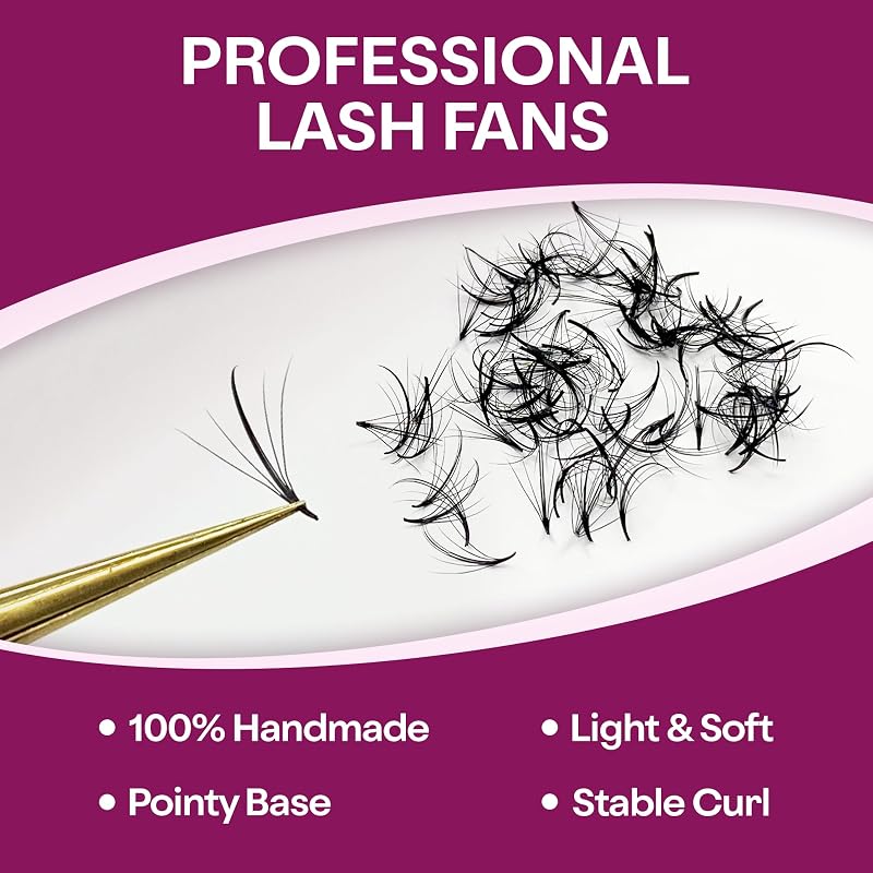 750 Wispy Premade Lash Fans 5D-9D 0.07mm C/C Curl - 3 Mixed Lengths, Glamgaze (Variation: 750 Fans 5D-0.07-C+9-10-11 mm)