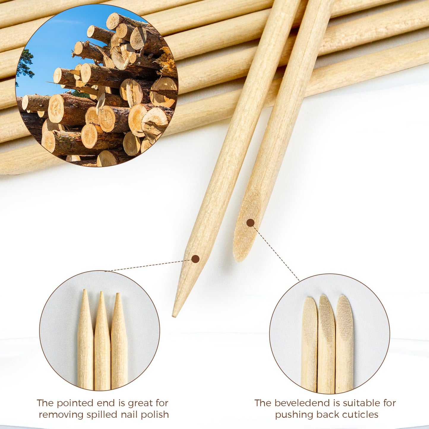 GOLD HONEY 360PCS Orange Sticks for Nails in Boxed - 4.5 Inch Double Sided Orange Wood Sticks for Nails Used - Professional Manicure & Cuticle Remover - Manicure Pedicure Tool