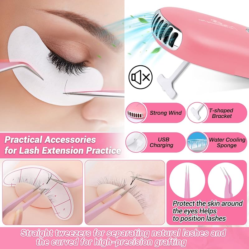 Lashes Extension Practice Kit 227 Pcs with Mannequin Head Variation Lashes Kit-06