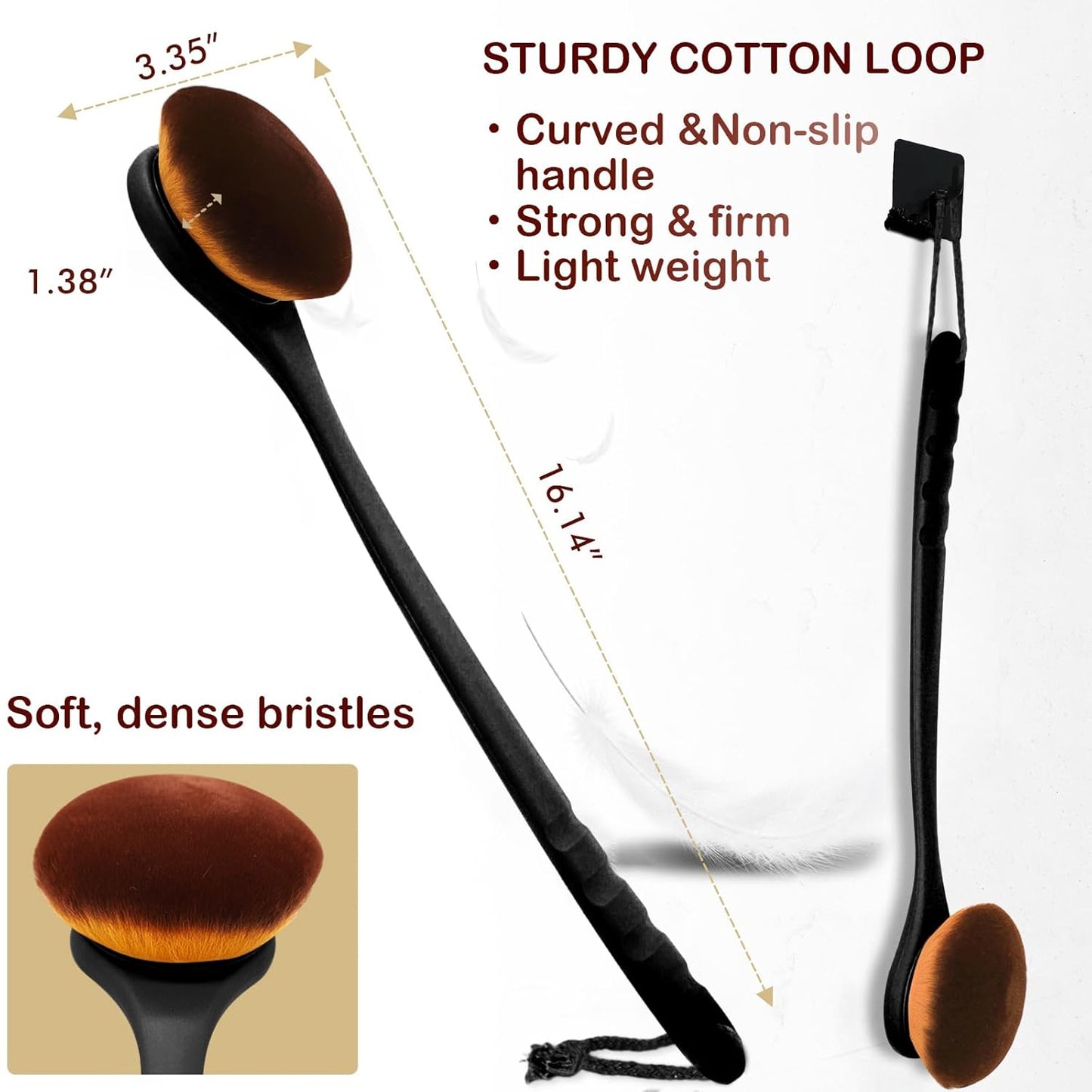 Extra Large Kabuki Brush for Self Tanner & Sunscreen - Wide-Headed Applicator for Even Lotion Application