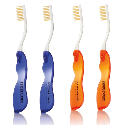 Soft Flossing Toothbrush for Sensitive Teeth - MOUTHWATCHERS Travel Toothbrush 4-Pack