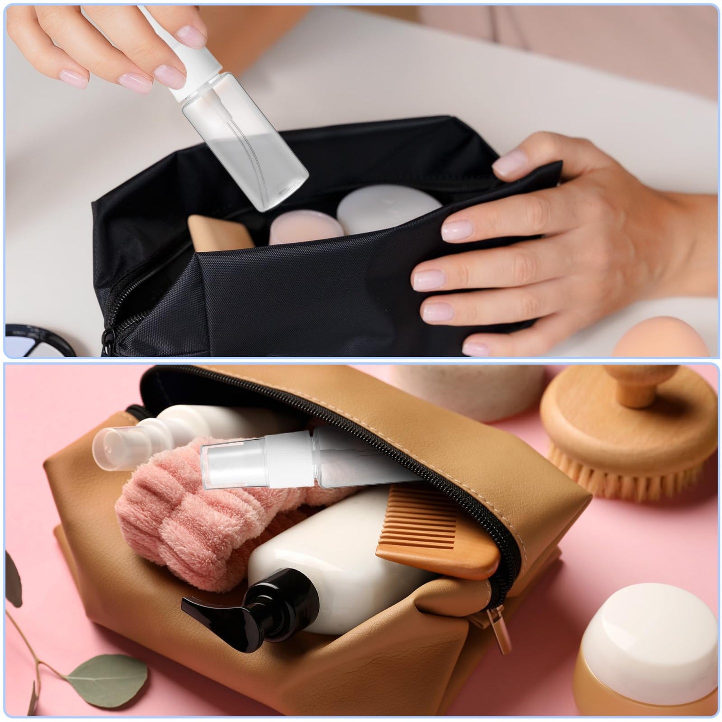 Giantree 4-Pack Clear Spray Bottles, 0.7 oz/20ml Small Plastic Spray Bottles, Empty Travel Bottle, Fine Mist Sprays Bottle for Hair, Reusable Fine Mist Sprays Vase for Alcohol Perfume