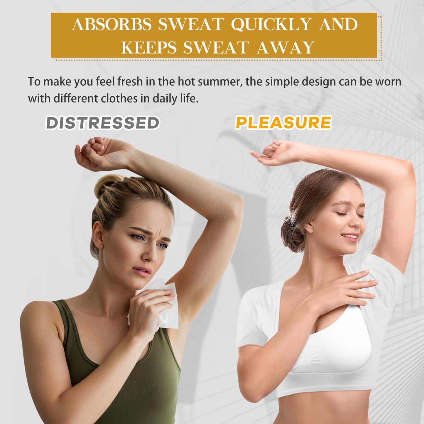 Zhanmai 3 Pcs Underarm Sweat Vest Armpit Sweat Proof Pads for Under Armpits Underarm Proof Pads for Women(Large, Black, White, Dark Gray)