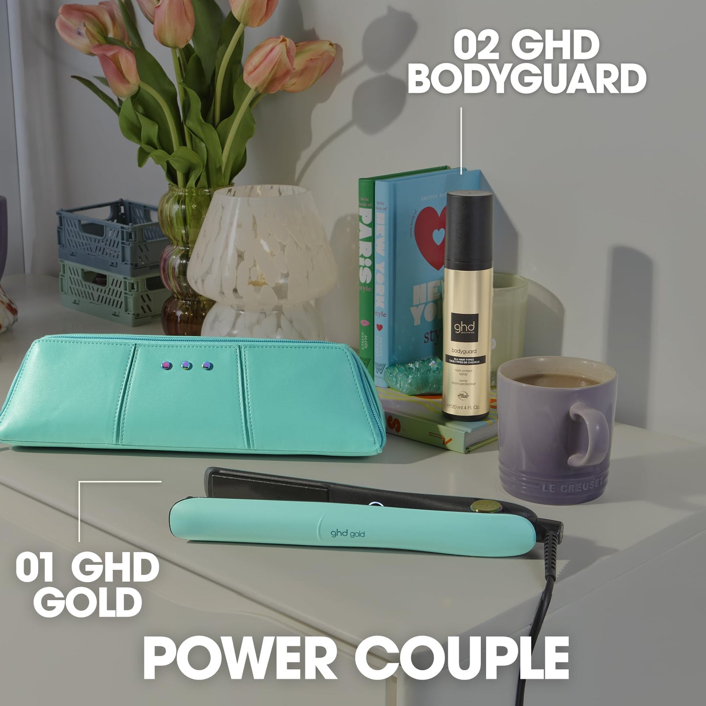 ghd Gold ― 1" Flat Iron Hair Straightener | Limited Edition in Mystic Aqua | Professional Ceramic Hair Straightening Styling Tool for Stronger Hair & More Color Protection
