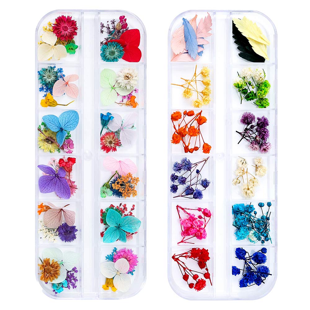 Mini Dried Flowers for Resin Craft & Nail Art - 6 Box Set (260+ Pieces)