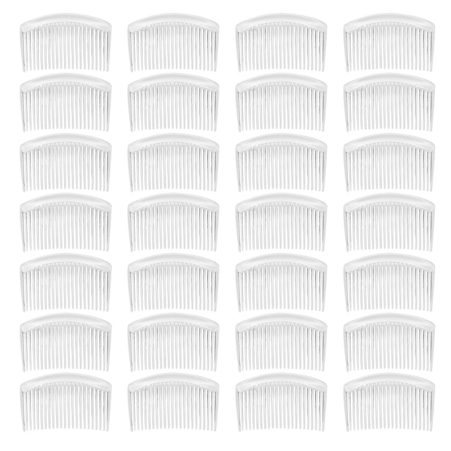 28 Pack Clear White Small Plastic Hair Side Comb With Long Teeth Hairpins Grips Barrettes Clamps Bows for Women Bridal Wedding Veil Decorative Headpiece French Twist Updo Bun Accessories