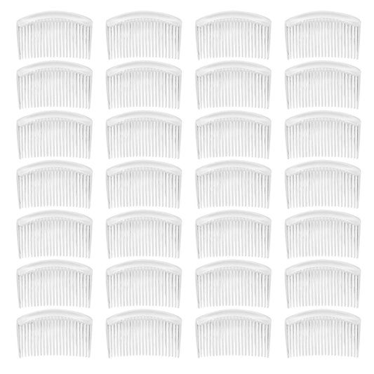 28 Pack Clear White Small Plastic Hair Side Comb With Long Teeth Hairpins Grips Barrettes Clamps Bows for Women Bridal Wedding Veil Decorative Headpiece French Twist Updo Bun Accessories