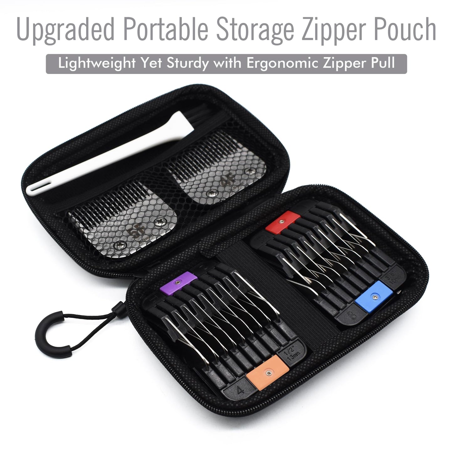 4 Pieces Professional A5 Style Animal Clipper Stainless Steel Color-Coded Attachment Guard Guide Combs Set, 1/8", 1/4", 3/8", 1/2" Compatible with Wahl KM Series Oster A5 Andis AG BG Pet Groomers