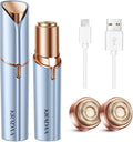 Facial Hair Removal for Women - Painless Facial Hair Remover - Electric Hair Removal Device for Face Lips Peach Fuzz with Light (Rose Gold)